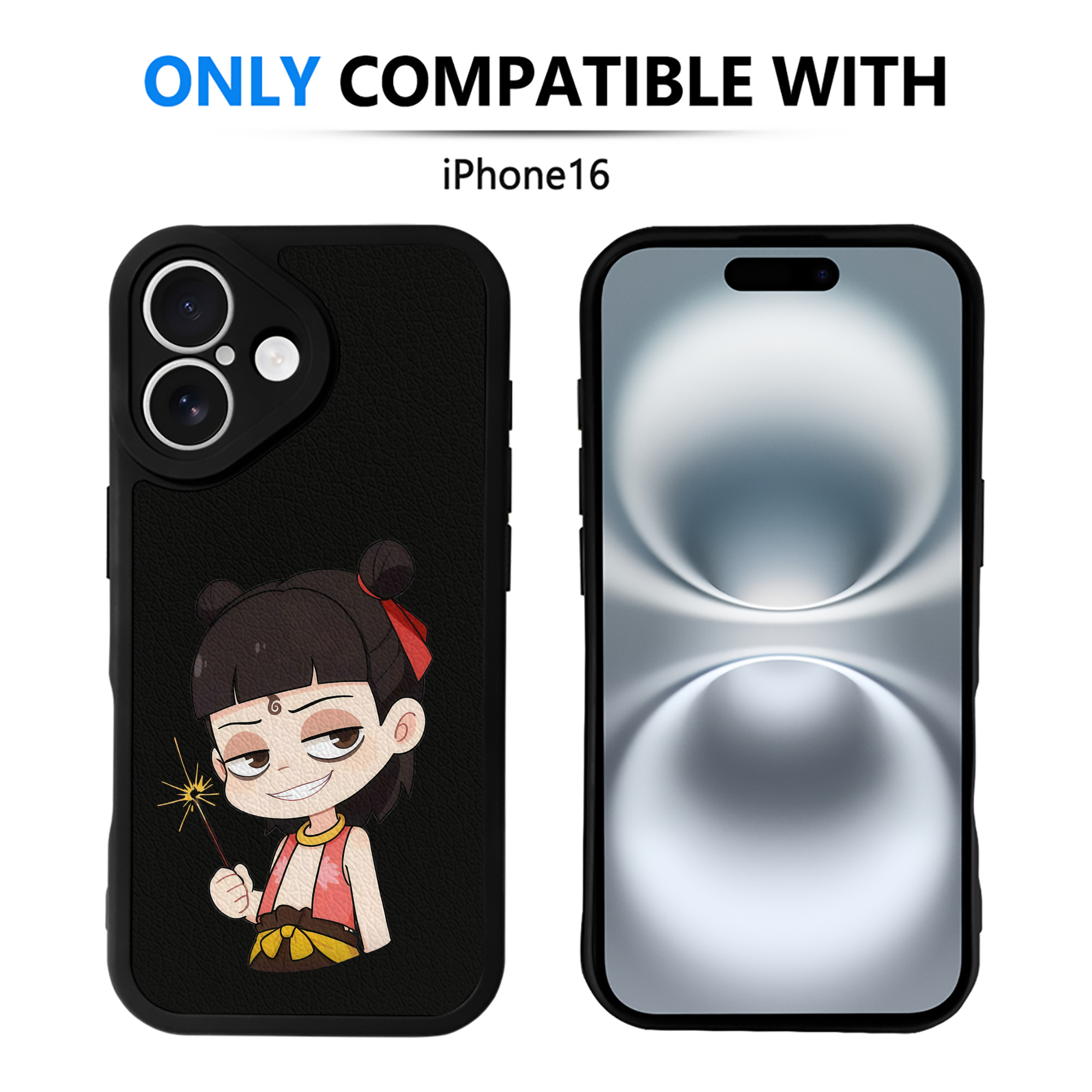（画像用） Ne Zha 2 ナタ 魔童の大暴れ 【iPhone 16シリーズ対応】シリコンスマホケース（レザー調） 材質：シリコン